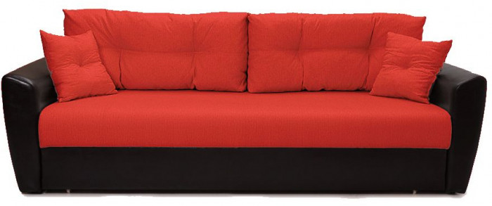 Диван-кровать Амстердам, 150х195, раскладной, еврокнижка, независимый пружинный блок, рогожка/экокожа, красный