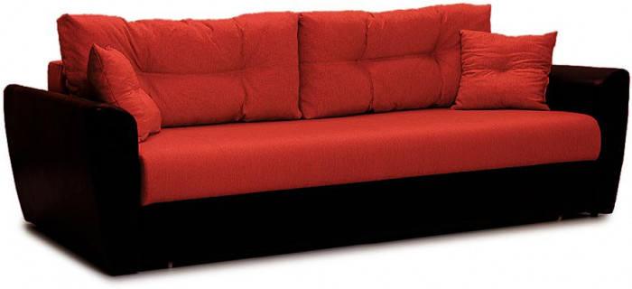 Диван-кровать Амстердам, 150х195, раскладной, еврокнижка, независимый пружинный блок, рогожка/экокожа, красный