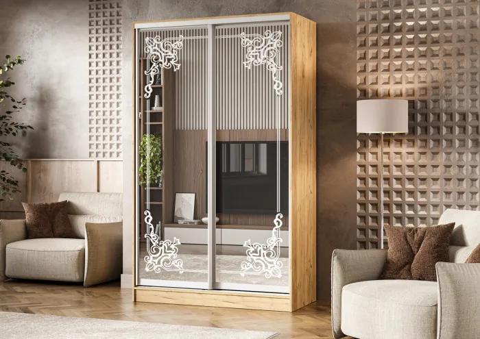 Шкаф-купе Тринити-1 (1,35 м), Дуб крафт золотой