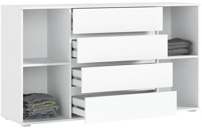 Марвэл Комод 2 двери 4 ящика ш.1600, Белый/Браш белый