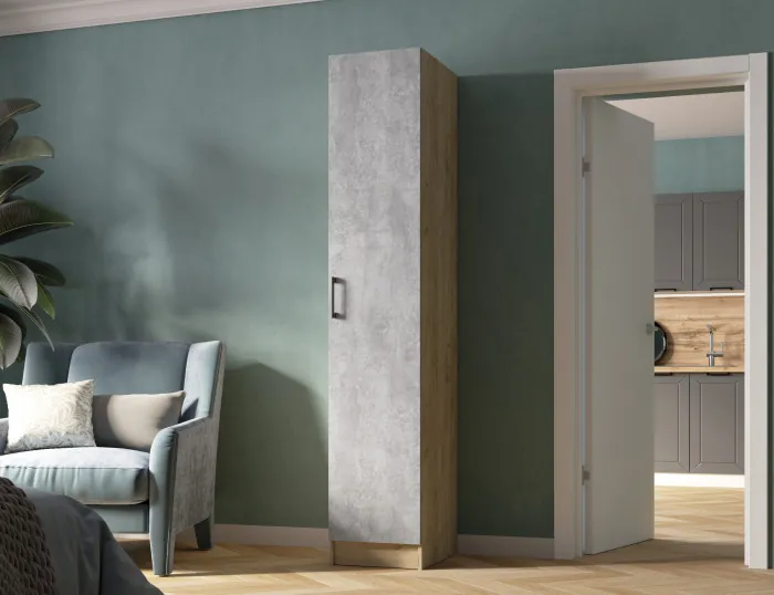 Пенал Вегас, Дуб крафт серый/Цемент