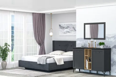 Модульная Спальня Шарм, набор 8, Антрацит/Дуб крафт золотой