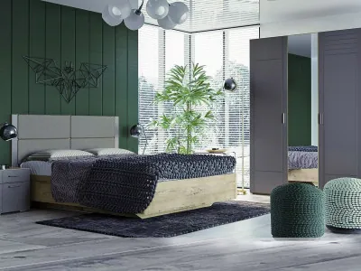 Спальня Livorno 2 дуб бунратти / софт графит