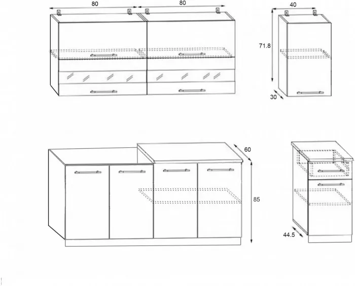 Кухня МДФ Техно 2000 Компоновка №2 (Белый, Бетон темный)
