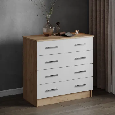 Комод Катрин 3 (820*810*425) дуб крафт золотой/белый