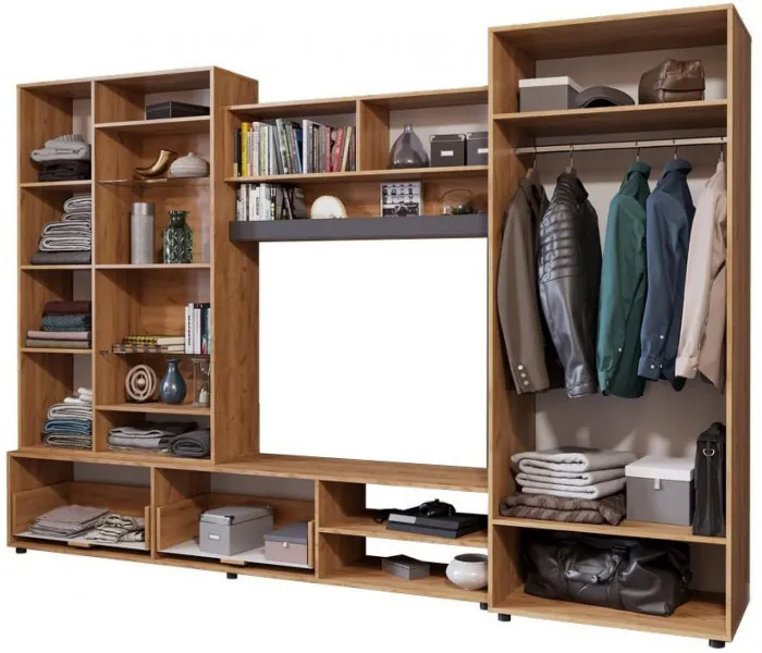 Гостиная Сафари (Дуб Крафт золотой / Графит Софт)