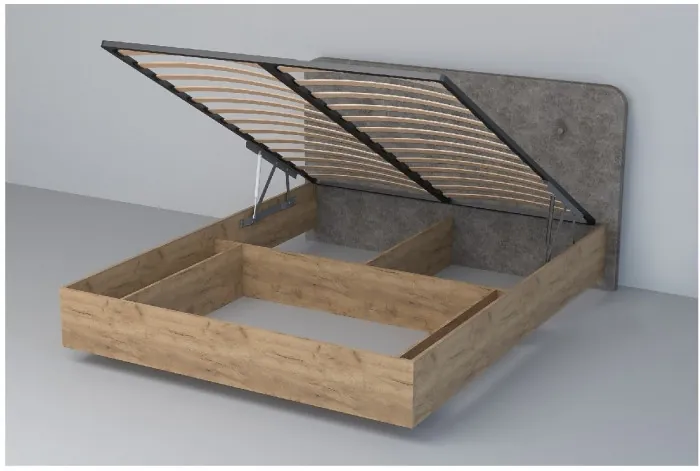 Кровать 1,4 арт.031 (Пуговицы) ПМ. (Дуб Крафт Золотой/К/з Белый Глянец)