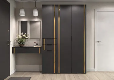 Модульная Прихожая Эмэ, набор №6, Графит/Графит золото