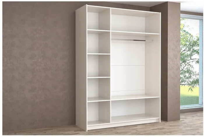 Шкаф-купе Иннэс-5 1400 Ф4/Ф4, Белый глянец