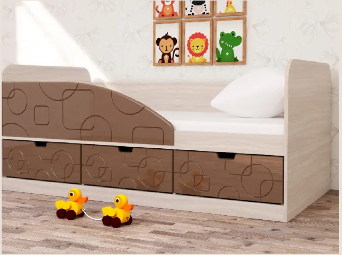 Кровать Бриз-4 80х160 Квадрат (Ирис/Белый/Левый)