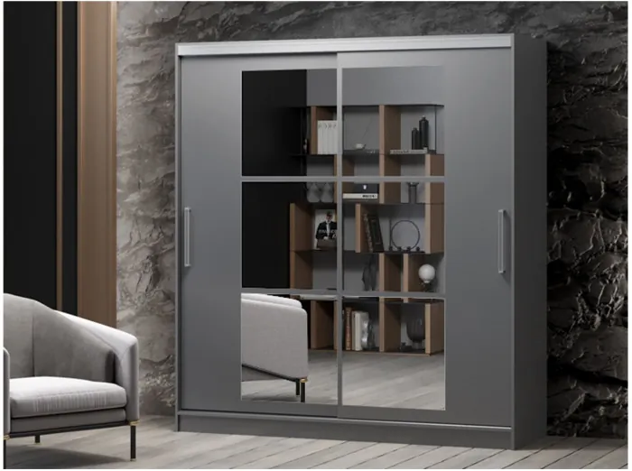 Шкаф-купе Альянс-10 ЛДСП 1700 + зеркала (Белый)