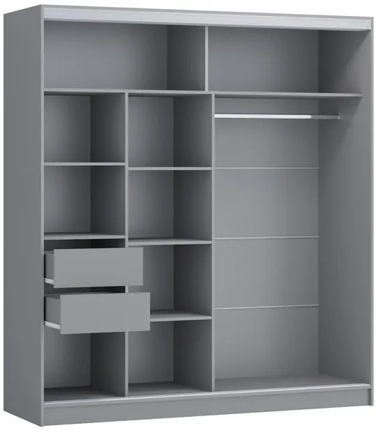 Шкаф-купе Альянс-10 ЛДСП 2000 + зеркала (графит)