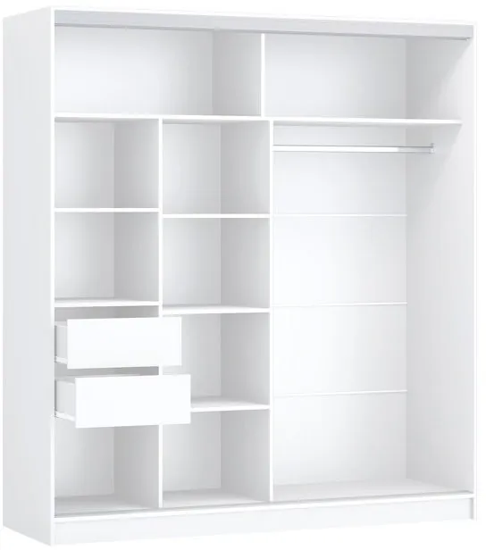 Шкаф-купе Альянс-10 ЛДСП 2000 + зеркала (Белый)