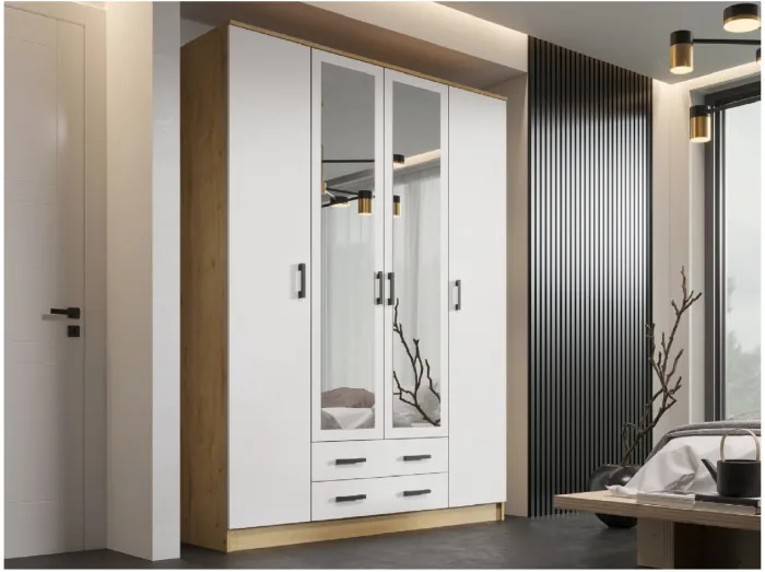 Модульная спальня Эко, композиция 4, вотан/белый гладкий