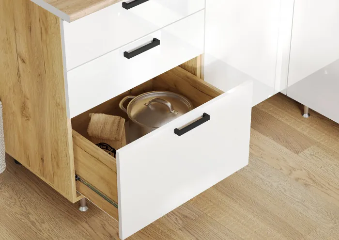 Кухня Рио NEW ЛДСП 1,6х2,0/900м (490), Компановка №2, Крафт/Белый глянец