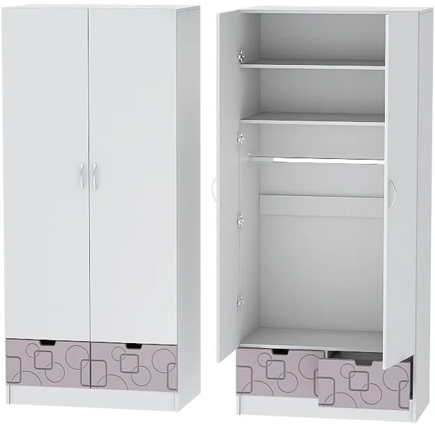 Детская комната Бриз МДФ, набор 7, Белый/Ирис (Квадрат)