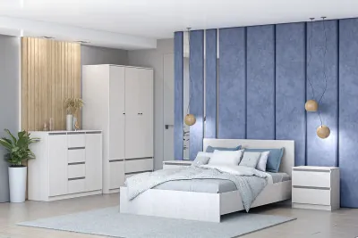 Модульная спальня Кэт-1, набор 1, Ясень Анкор Светлый/Графит