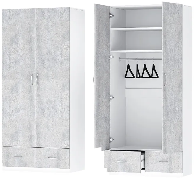 Детская комната Бриз ЛДСП, набор 6, Белый/Цемент светлый