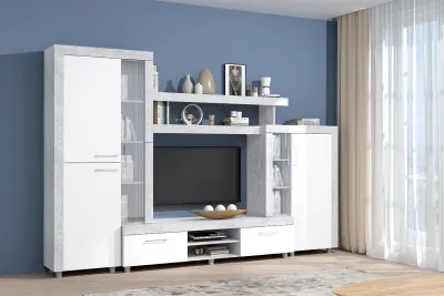 Гостиная Аллегро-1, Цемент светлый/Белый