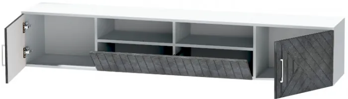 Тумба-3 под ТВ подвесная "Иннэс-7", Белый/Бетон графит
