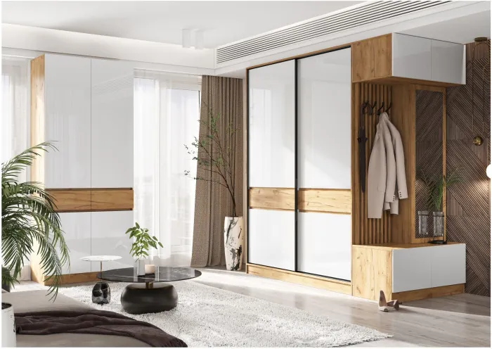 Модульная прихожая Роджина, комп.4 (Графит, Крафт золотой)