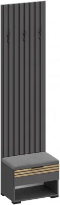 Нао Вешалка-Прихожая с тумбой В-4005, Графит/Графит, Дуб Вотан