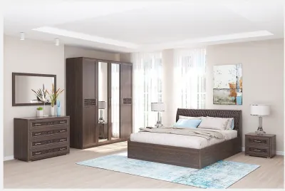 Модульная спальня Кэт-4 (композиция 1) (Венге / Caiman коричневый)