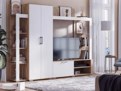 Гостиная Стендмебель Невада Софт Вайт/Дуб Крафт Золото