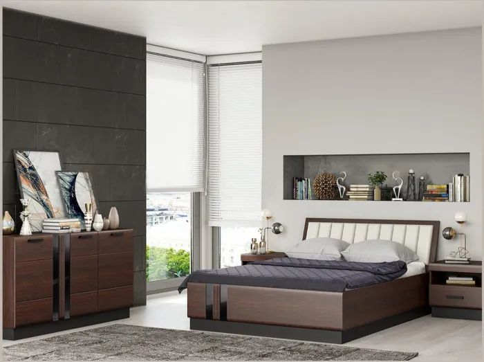 Модульная спальня Магнолия (Белый глянец / Черный глянец)