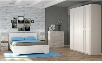 Модульная спальня Кэт-6 Кантри, композиция 2 (Бодега белая/Сандал белый)