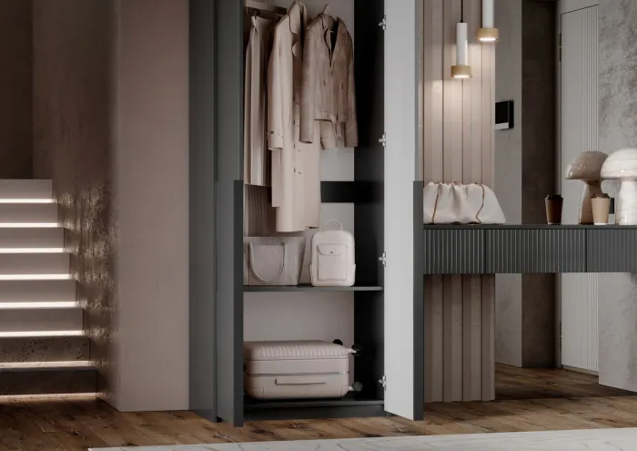 Тумба косметическая со шкафом 2х-ств Марвэл, Графит/Браш графит