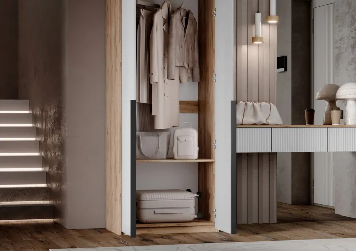 Тумба косметическая со шкафом 2х-ств Марвэл, Крафт золотой/Браш вайт