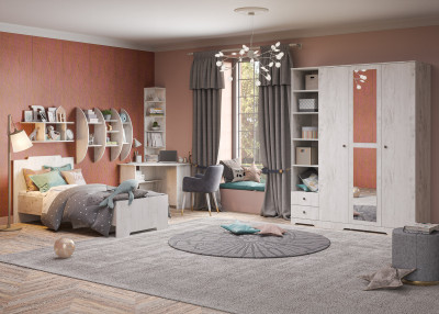 Модульная детская комната "Атланта", набор 2 - Бетон пайн светлый