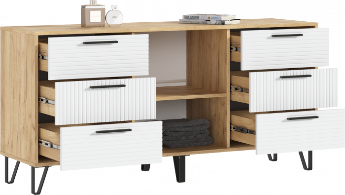 Флэш Комод 1500 браш вайт/дуб крафт