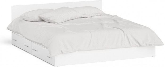Мори Кровать с ящиками 1800, цвет белый, ШхГхВ 183,5х203,5х70 см., сп.м. 1800х2000 мм., без матраса, основание есть