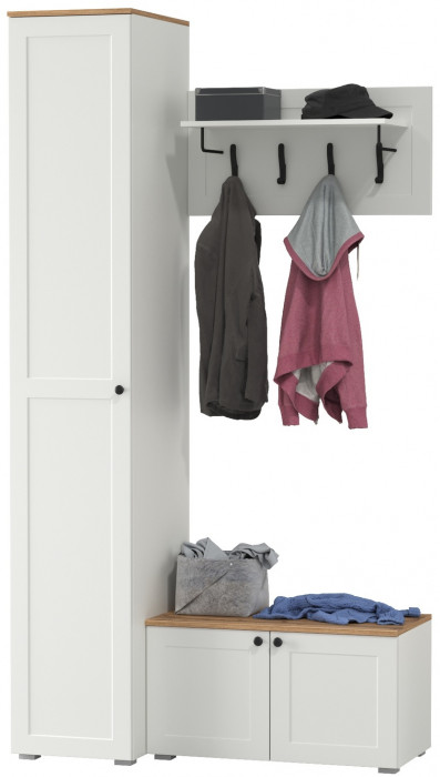 Остин Прихожая 25, белый шагрень/дуб крафт золотой