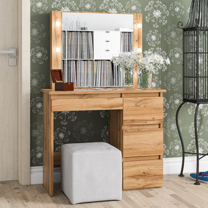 Стол косметический с подсветкой Сура, дуб вотан