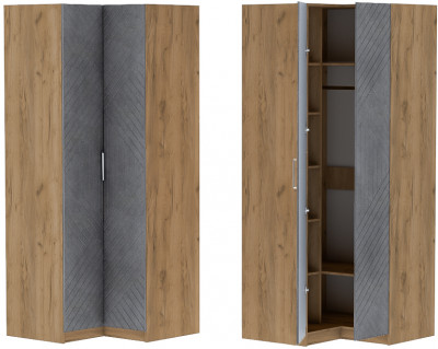 Шкаф угловой "Иннэс-7" - Крафт золотой/Бетон графит