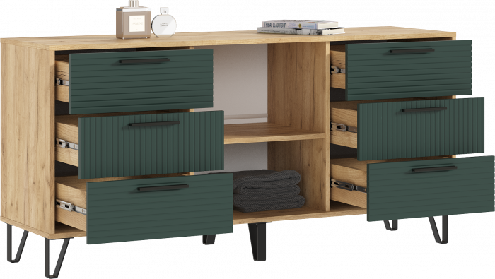 Флэш Комод 1500 браш мени грин/дуб крафт