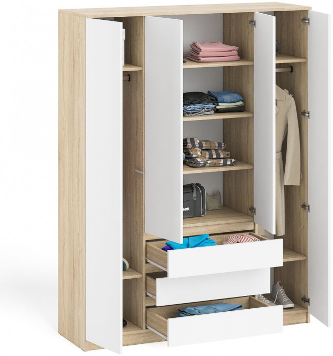 Мори Шкаф МШ1600.1, цвет дуб сонома/белый, ШхГхВ 160,4х50,4х209,6 см.