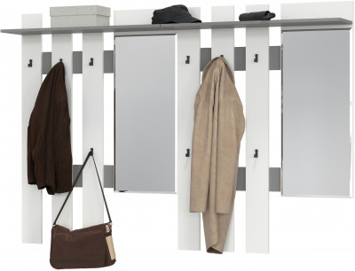 Лира ГК 2-3814+2-3814графбел Вешалка с зеркалом, цвет графит/белый, ШхГхВ 200х28х135 см., универсальная сборка