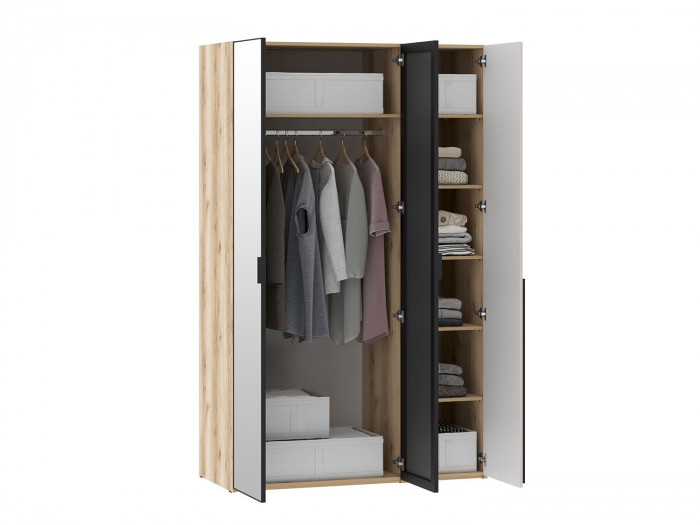 Шкафы Арден 200.4 зеркало-200.2-полки Дуб Делано / Сантьяго софт