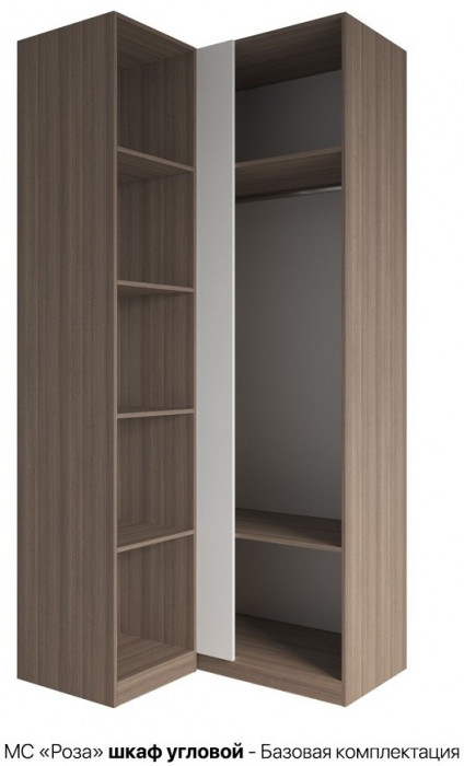 МС Роза Шкаф угловой Базовая комплектация, Ройс+ ручка скоба 2 шт., Орех Франклин карамель/Белый скин