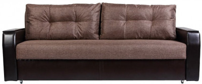 Диван-кровать Атлант 150х195, еврокнижка, рогожка/экокожа, коричневый