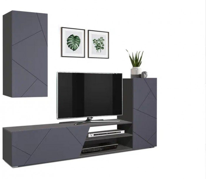 Стенка Прага-6 Диамант серый/Софт графит