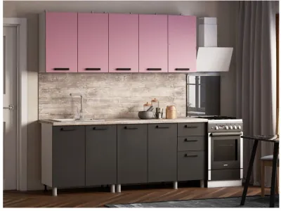 Кухонный гарнитур Осло 2,0м Сакура/Карбон вулкан