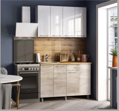 Кухонный гарнитур Танго 1,2м Белый/Дуб шале светлый