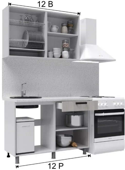 Кухонный гарнитур Танго 1,2м Белый/Дуб шале светлый