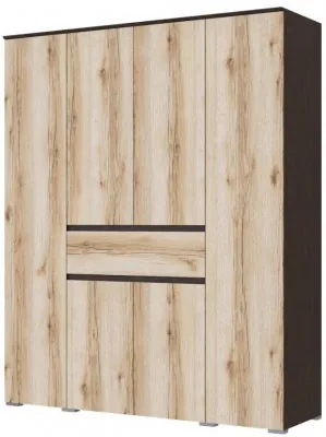 Плейона Шкаф 4-х створчатый венге/дуб делано
