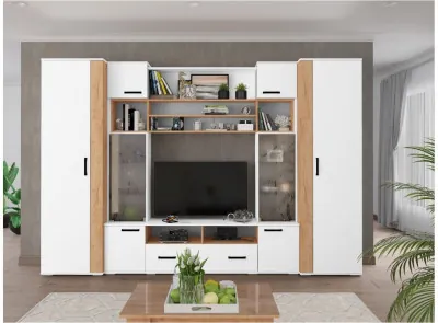 Гостиная Оскар-18, композиция 2, белый/крафт золотой